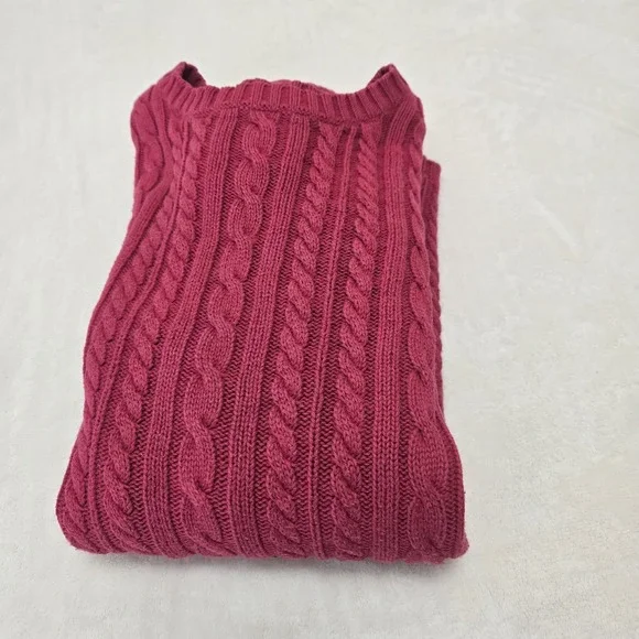 Vintage‎ Womens Cable-Knit Red Sweater 100% Cotton Preppy Sz Large - Picture 11 of 11